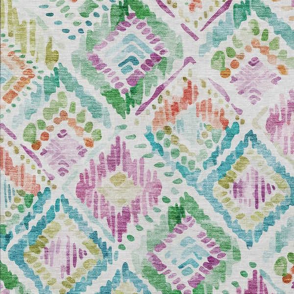 HomeRoots 9' X 12' Vibrant Teal, Blue, Green & Purple Geometric Washable Area Rug for Indoor & Outdoor Use 603488