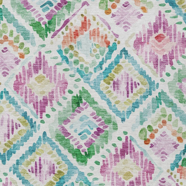HomeRoots 5' Vibrant Geometric Area Rug - Washable Indoor/Outdoor Design in Teal, Blue, Green & Purple Tones 10' X 14' 603489