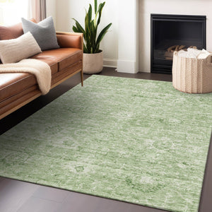 Homeroots 3' Artichoke Green Damask Washable Area Rug - Stylish, Durable Indoor/Outdoor Decor For Any Space 3' X 5' Polyester 603491
