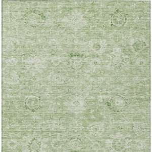 Homeroots 3' Artichoke Green Damask Washable Area Rug - Stylish, Durable Indoor/Outdoor Decor For Any Space 5' X 8' Polyester 603492