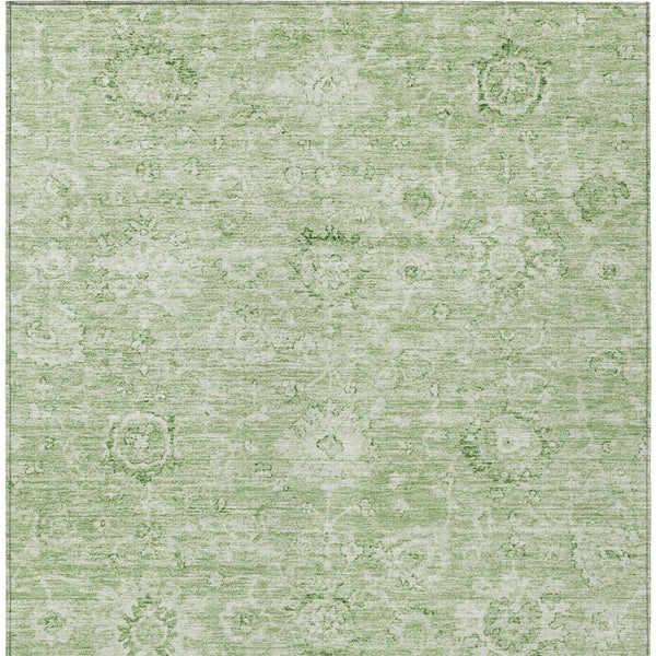 Homeroots 3' Artichoke Green Damask Washable Area Rug - Stylish, Durable Indoor/Outdoor Decor For Any Space 5' X 8' Polyester 603492