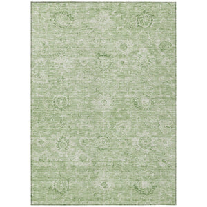 HomeRoots 5' Stylish Artichoke Green & Ivory Damask Area Rug - Washable, Durable, Perfect for Indoor & Outdoor Use 5' X 8' 603492