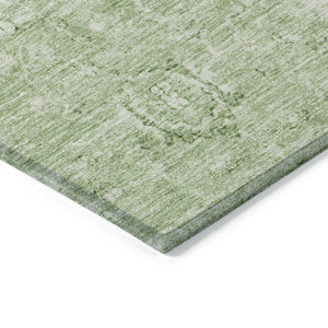 Homeroots 3' Artichoke Green Damask Washable Area Rug - Stylish, Durable Indoor/Outdoor Decor For Any Space 5' X 8' Polyester 603492