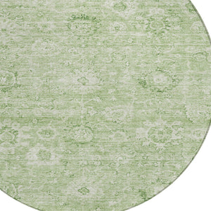 Homeroots 3' Artichoke Green Damask Washable Area Rug - Stylish, Durable Indoor/Outdoor Decor For Any Space 8' Round Polyester 603493