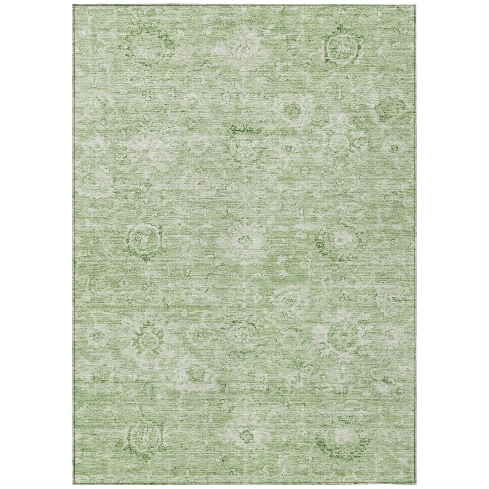HomeRoots 9' Indoor Outdoor Artichoke Green Damask Area Rug - Washable, Durable, Stylish for High-Traffic Areas 603495