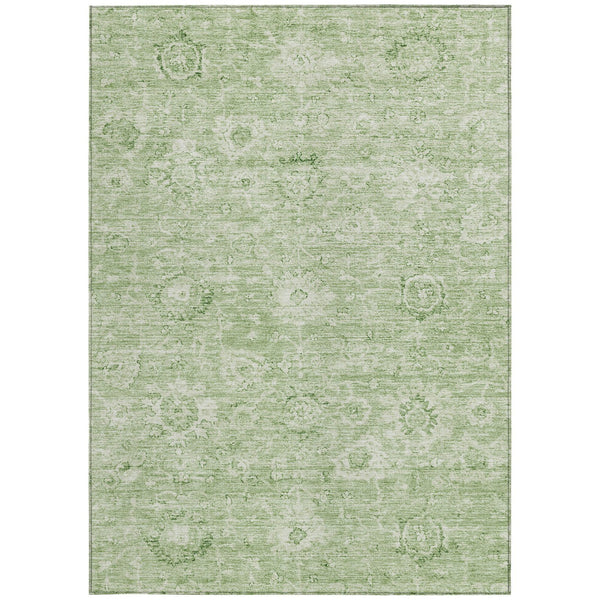 Homeroots 3' Artichoke Green Damask Washable Area Rug - Stylish, Durable Indoor/Outdoor Decor For Any Space 9' X 12' Polyester 603495