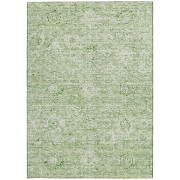 Homeroots 3' Artichoke Green Damask Washable Area Rug - Stylish, Durable Indoor/Outdoor Decor For Any Space 10' X 14' Polyester 603496
