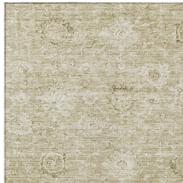 Homeroots 3' Artichoke Green Damask Washable Area Rug - Stylish, Durable Indoor/Outdoor Decor For Any Space 3' X 5' Polyester 603497