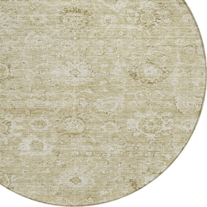 Homeroots 3' Artichoke Green Damask Washable Area Rug - Stylish, Durable Indoor/Outdoor Decor For Any Space 8' Round Polyester 603499