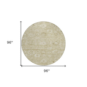 Homeroots 3' Artichoke Green Damask Washable Area Rug - Stylish, Durable Indoor/Outdoor Decor For Any Space 8' Round Polyester 603499