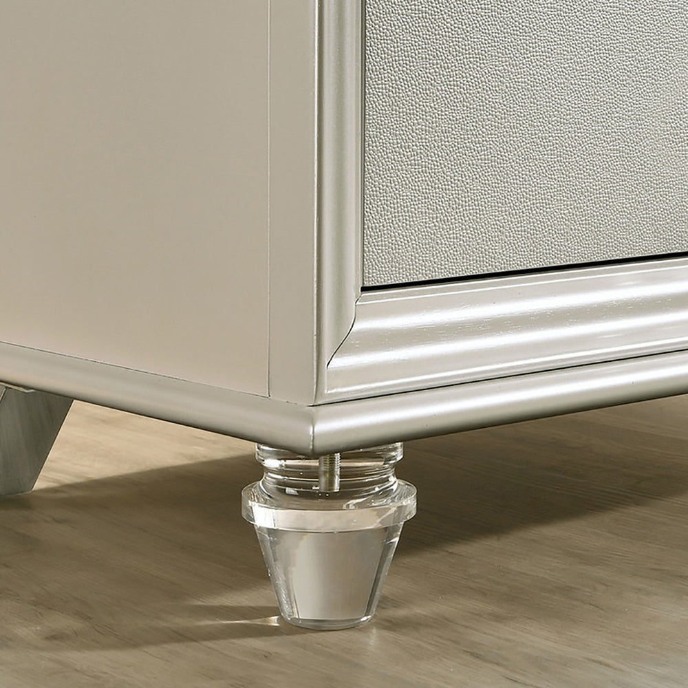 English Elm 2 Drawers Nightstand With Acrylic Legs - Modern Pearl White Design For Stylish Bedroom Storage B016P252233