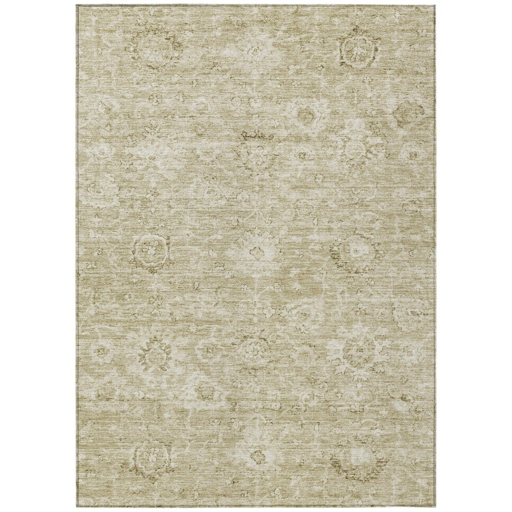 HomeRoots 9' X 12' Beige and Brown Damask Washable Area Rug – Elegant, Durable, Indoor/Outdoor Style for Any Space 603501