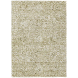 HomeRoots 5' Elegant Beige and Brown Damask Area Rug - Durable, Washable Design for Indoor and Outdoor Use 10' X 14' 603502