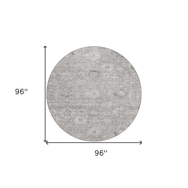 Homeroots 3' Artichoke Green Damask Washable Area Rug - Stylish, Durable Indoor/Outdoor Decor For Any Space 8' Round Polyester 603505