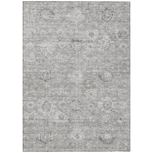 HomeRoots 5' Gray and Silver Damask Area Rug - Elegant, Washable Design for Indoor and Outdoor Spaces 8' X 10' 603506