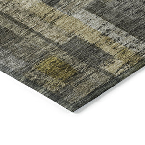 Homeroots 3' Artichoke Green Charcoal & Purple Striped Washable Area Rug For Indoor & Outdoor Spaces 3' X 5' Polyester 603515