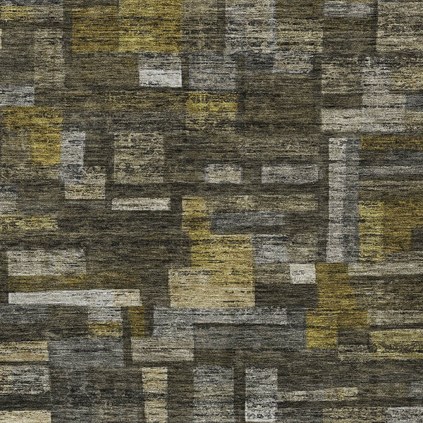 Homeroots 3' Artichoke Green Charcoal & Purple Striped Washable Area Rug For Indoor & Outdoor Spaces 5' X 8' Polyester 603516