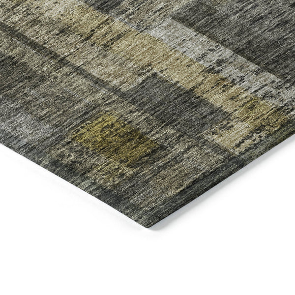 Homeroots 3' Artichoke Green Charcoal & Purple Striped Washable Area Rug For Indoor & Outdoor Spaces 8' Round Polyester 603517