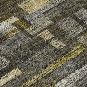 Homeroots 3' Artichoke Green Charcoal & Purple Striped Washable Area Rug For Indoor & Outdoor Spaces 8' Round Polyester 603517