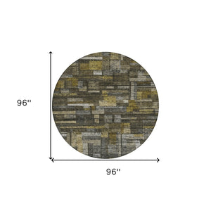 Homeroots 3' Artichoke Green Charcoal & Purple Striped Washable Area Rug For Indoor & Outdoor Spaces 8' Round Polyester 603517