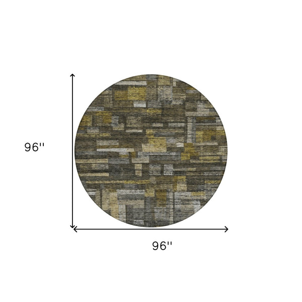 Homeroots 3' Artichoke Green Charcoal & Purple Striped Washable Area Rug For Indoor & Outdoor Spaces 8' Round Polyester 603517