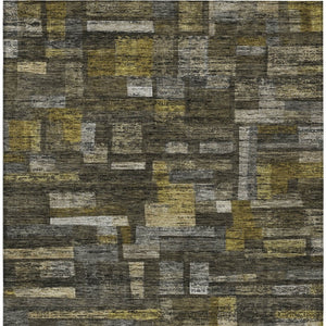 Homeroots 3' Artichoke Green Charcoal & Purple Striped Washable Area Rug For Indoor & Outdoor Spaces 9' X 12' Polyester 603519