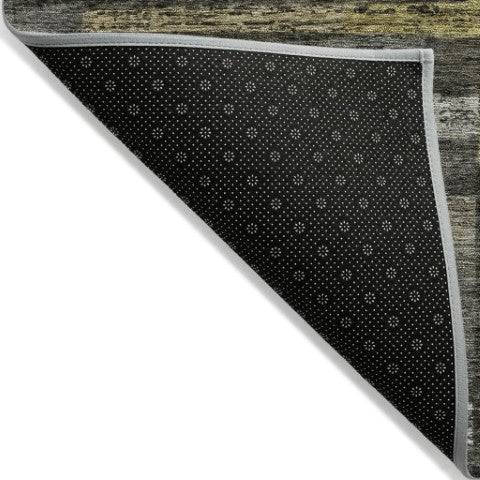 Homeroots 3' Artichoke Green Charcoal & Purple Striped Washable Area Rug For Indoor & Outdoor Spaces 9' X 12' Polyester 603519