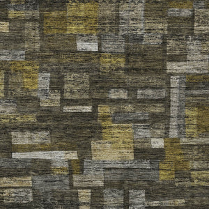 Homeroots 3' Artichoke Green Charcoal & Purple Striped Washable Area Rug For Indoor & Outdoor Spaces 9' X 12' Polyester 603519