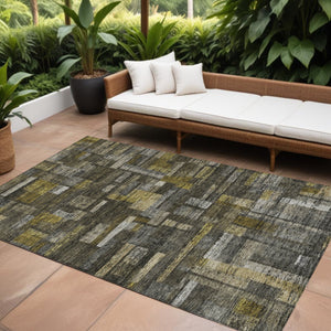 Homeroots 3' Artichoke Green Charcoal & Purple Striped Washable Area Rug For Indoor & Outdoor Spaces 10' X 14' Polyester 603520