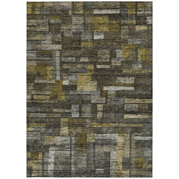 Homeroots 3' Artichoke Green Charcoal & Purple Striped Washable Area Rug For Indoor & Outdoor Spaces 10' X 14' Polyester 603520