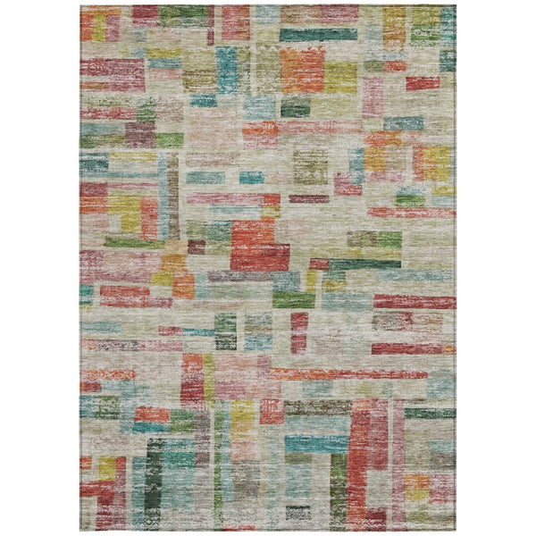 Homeroots 3' Artichoke Green Charcoal & Purple Striped Washable Area Rug For Indoor & Outdoor Spaces 3' X 5' Polyester 603521