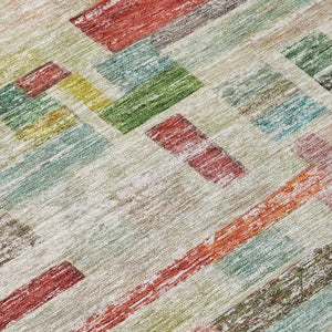 Homeroots 3' Artichoke Green Charcoal & Purple Striped Washable Area Rug For Indoor & Outdoor Spaces 8' Round Polyester 603523