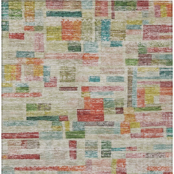 Homeroots 3' Artichoke Green Charcoal & Purple Striped Washable Area Rug For Indoor & Outdoor Spaces 8' X 10' Polyester 603524