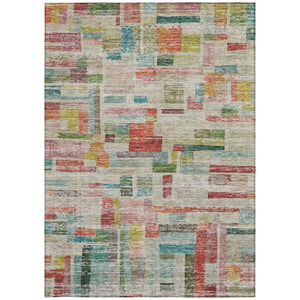 Homeroots 3' Artichoke Green Charcoal & Purple Striped Washable Area Rug For Indoor & Outdoor Spaces 8' X 10' Polyester 603524