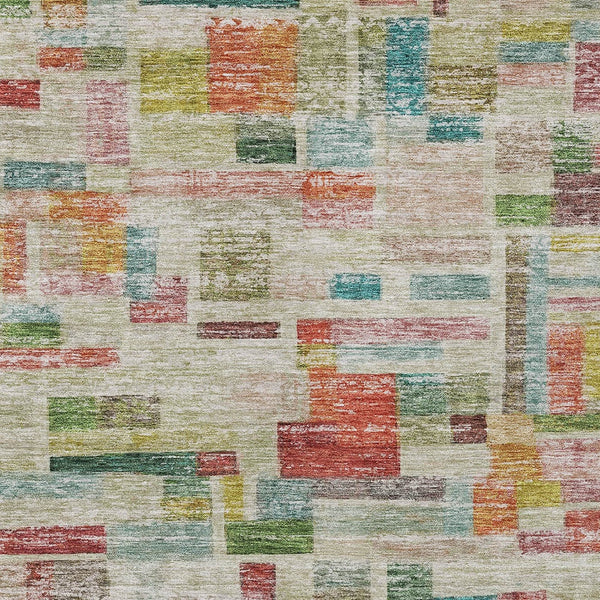 Homeroots 3' Artichoke Green Charcoal & Purple Striped Washable Area Rug For Indoor & Outdoor Spaces 9' X 12' Polyester 603525