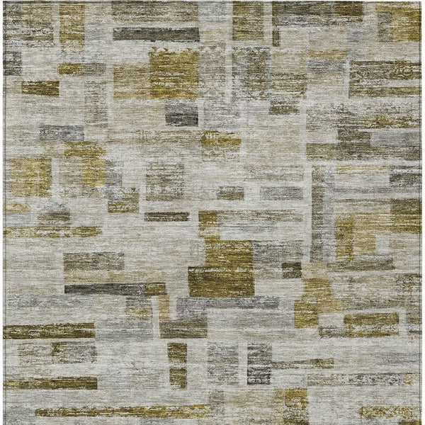 Homeroots 3' Artichoke Green Charcoal & Purple Striped Washable Area Rug For Indoor & Outdoor Spaces 3' X 5' Polyester 603527