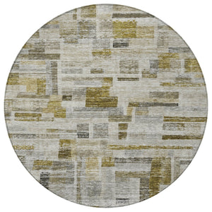 Homeroots 3' Artichoke Green Charcoal & Purple Striped Washable Area Rug For Indoor & Outdoor Spaces 8' Round Polyester 603529