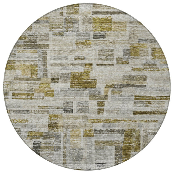 Homeroots 3' Artichoke Green Charcoal & Purple Striped Washable Area Rug For Indoor & Outdoor Spaces 8' Round Polyester 603529