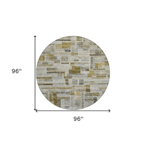 Homeroots 3' Artichoke Green Charcoal & Purple Striped Washable Area Rug For Indoor & Outdoor Spaces 8' Round Polyester 603529