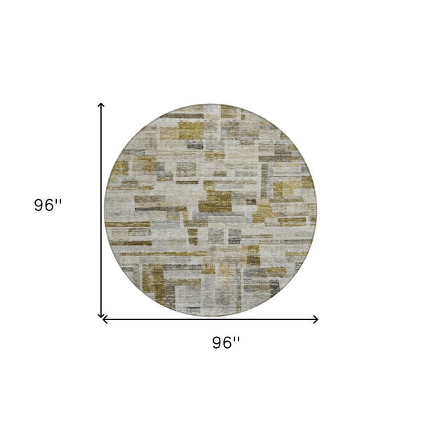 Homeroots 3' Artichoke Green Charcoal & Purple Striped Washable Area Rug For Indoor & Outdoor Spaces 8' Round Polyester 603529