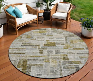 Homeroots 3' Artichoke Green Charcoal & Purple Striped Washable Area Rug For Indoor & Outdoor Spaces 8' Round Polyester 603529
