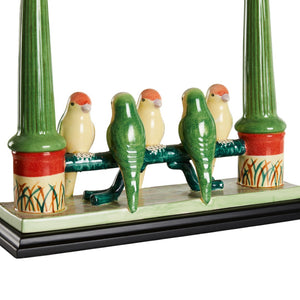Wildwood Budgies Hand-Painted Ceramic Lamp With Five Colorful Parakeets, Black Shade, 22" Accent Lighting 60353-2