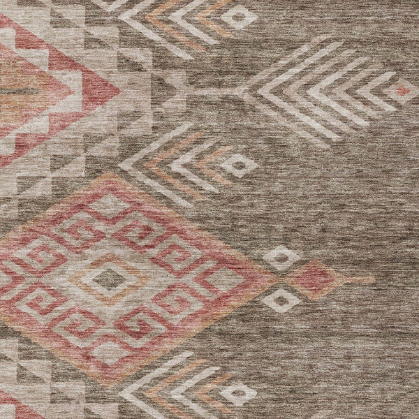 Homeroots 3' Brown And Terra Cotta Southwestern Washable Area Rug For Indoor And Outdoor Spaces 3' X 5' Polyester 603533