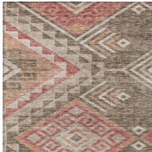 Homeroots 3' Brown And Terra Cotta Southwestern Washable Area Rug For Indoor And Outdoor Spaces 5' X 8' Polyester 603534