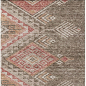 Homeroots 3' Brown And Terra Cotta Southwestern Washable Area Rug For Indoor And Outdoor Spaces 8' X 10' Polyester 603536