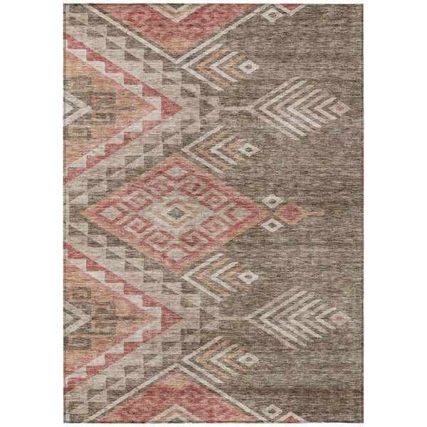 HomeRoots 5' Southwestern Indoor Outdoor Area Rug – Durable, Washable, Earthy Brown & Terra Cotta Design 8' X 10' 603536