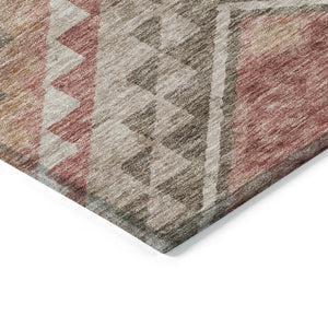 Homeroots 3' Brown And Terra Cotta Southwestern Washable Area Rug For Indoor And Outdoor Spaces 8' X 10' Polyester 603536