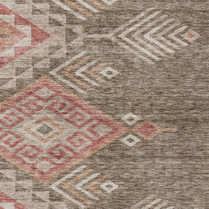 Homeroots 3' Brown And Terra Cotta Southwestern Washable Area Rug For Indoor And Outdoor Spaces 8' X 10' Polyester 603536