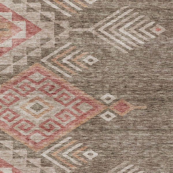 Homeroots 3' Brown And Terra Cotta Southwestern Washable Area Rug For Indoor And Outdoor Spaces 8' X 10' Polyester 603536