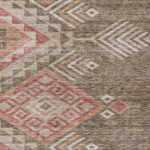 Homeroots 3' Brown And Terra Cotta Southwestern Washable Area Rug For Indoor And Outdoor Spaces 9' X 12' Polyester 603537